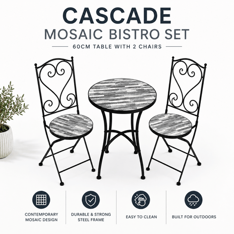 Shatchi Garden Furniture Set Trowell Garden Living Mosaic Bistro Set - Cascade
