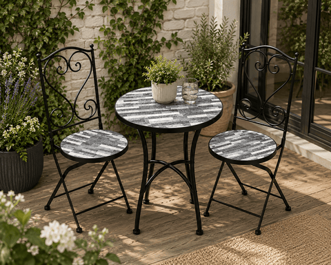 Shatchi Garden Furniture Set Trowell Garden Living Mosaic Bistro Set - Cascade