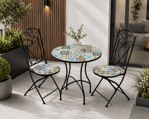 Shatchi Garden Furniture Set Trowell Garden Living Mosaic Bistro Set - Lisbon