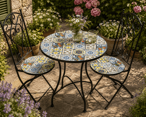 Shatchi Garden Furniture Set Trowell Garden Living Mosaic Bistro Set - Lisbon