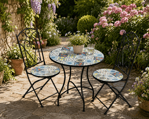 Shatchi Garden Furniture Set Trowell Garden Living Mosaic Bistro Set - Lisbon