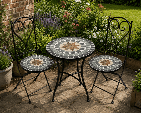 Shatchi Garden Furniture Set Trowell Garden Living Mosaic Bistro Set - Marrakech