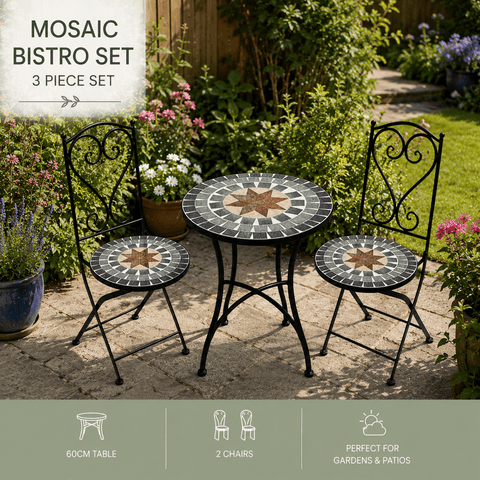 Shatchi Garden Furniture Set Trowell Garden Living Mosaic Bistro Set - Marrakech