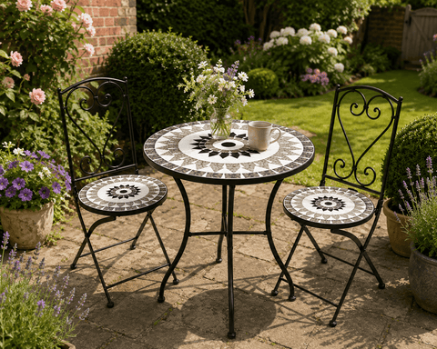 Shatchi Garden Furniture Set Trowell Garden Living Mosaic Bistro Set - Medina