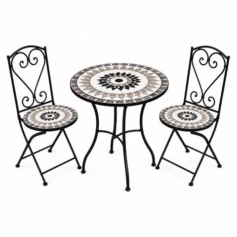 Shatchi Garden Furniture Set Trowell Garden Living Mosaic Bistro Set - Medina