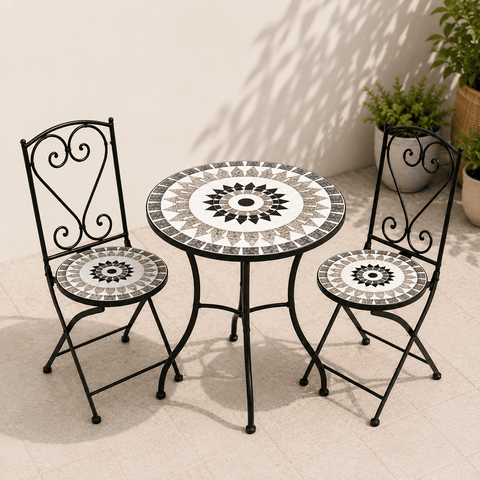 Shatchi Garden Furniture Set Trowell Garden Living Mosaic Bistro Set - Medina