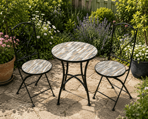 Shatchi Garden Furniture Set Trowell Garden Living Mosaic Bistro Set - Oasis