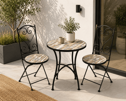Shatchi Garden Furniture Set Trowell Garden Living Mosaic Bistro Set - Oasis