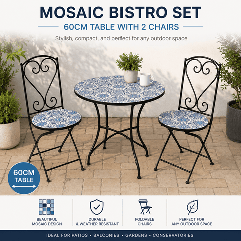 Shatchi Garden Furniture Set Trowell Garden Living Mosaic Bistro Set - Porto