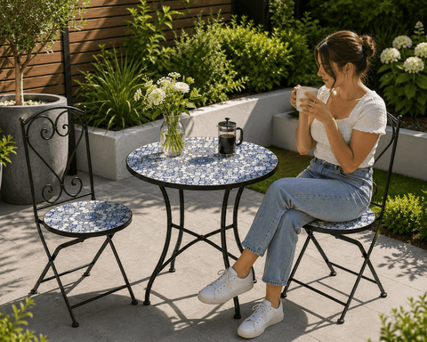 Shatchi Garden Furniture Set Trowell Garden Living Mosaic Bistro Set - Porto