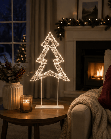 Premier Christmas Lit Tabletop Decoration Twinkling 720 LED White Tabletop Christmas Tree – 45cm