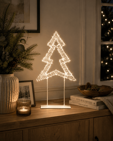 Premier Christmas Lit Tabletop Decoration Twinkling 720 LED White Tabletop Christmas Tree – 45cm