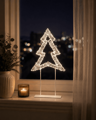 Premier Christmas Lit Tabletop Decoration Twinkling 720 LED White Tabletop Christmas Tree – 45cm
