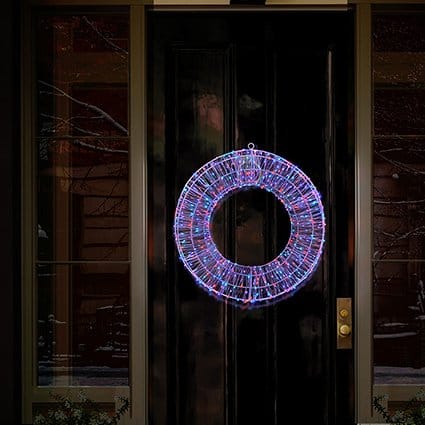 Premier Christmas Lit Wreath Twinkling Rainbow 600 LED White Wreath – 45cm