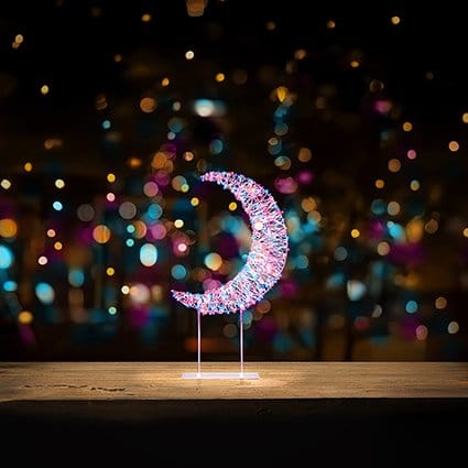 Premier Christmas Lit Tabletop Decoration Twinkling Rainbow 720 LED White Crescent Moon Tabletop Decoration – 45cm