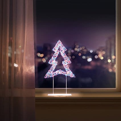 Premier Christmas Lit Tabletop Decoration Twinkling Rainbow 720 LED White Tabletop Christmas Tree – 45cm