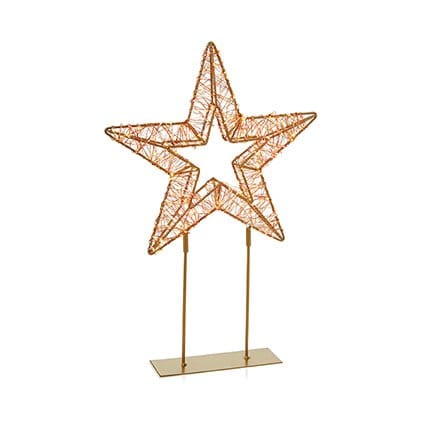 Premier Christmas Lit Tabletop Decoration Twinkling Red & Warm White 500 LED Gold Tabletop Star – 45cm