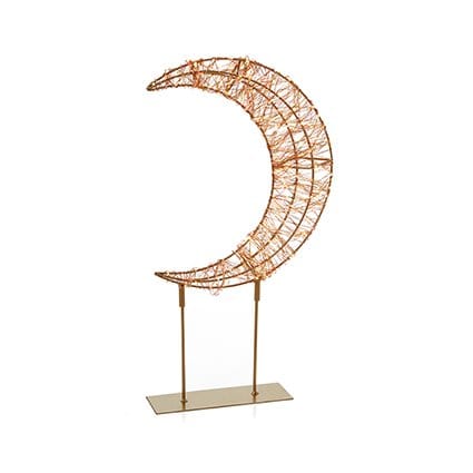 Premier Christmas Lit Tabletop Decoration Twinkling Red & Warm White LED Gold Crescent Moon Tabletop Decoration – 45cm