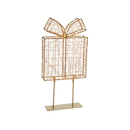 Premier Christmas Lit Tabletop Decoration Twinkling Warm White 500 LED Rose Gold Tabletop Parcel – 45cm