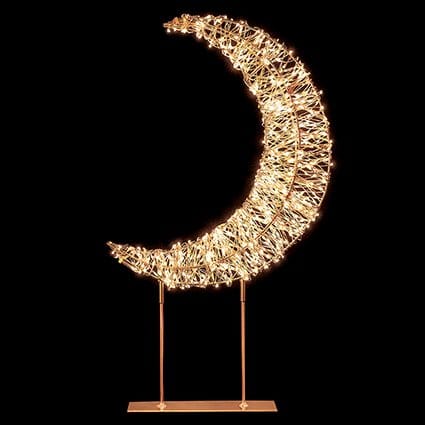 Premier Christmas Lit Tabletop Decoration Twinkling Warm White 720 LED Rose Gold Crescent Moon Tabletop Decoration – 45cm