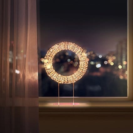 Premier Christmas Lit Tabletop Decoration Twinkling Warm White 720 LED Rose Gold Tabletop Wreath – 45cm