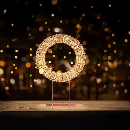 Premier Christmas Lit Tabletop Decoration Twinkling Warm White 720 LED Rose Gold Tabletop Wreath – 45cm