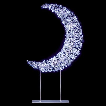 Premier Christmas Lit Tabletop Decoration Twinkling White 720 LED Silver Crescent Moon Tabletop Decoration – 45cm