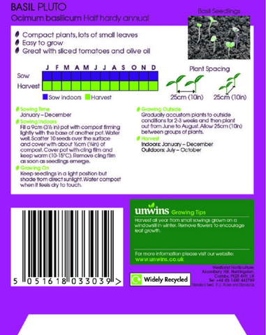 Unwins Seeds Unwins Basil Pluto Seeds