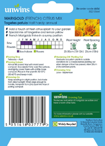 Unwins Seeds Unwins French Marigold Citrus Seed Mix