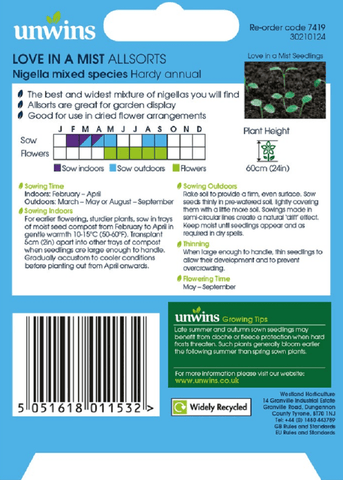 Unwins Seeds Unwins Love In A Mist Allsorts Seeds