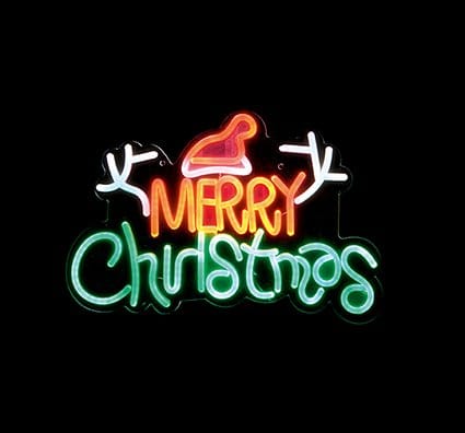 Premier Christmas Lit Neon Signs USB Lit 'Merry Christmas' with Santa Hat Neon Hanging Sign – 40cm