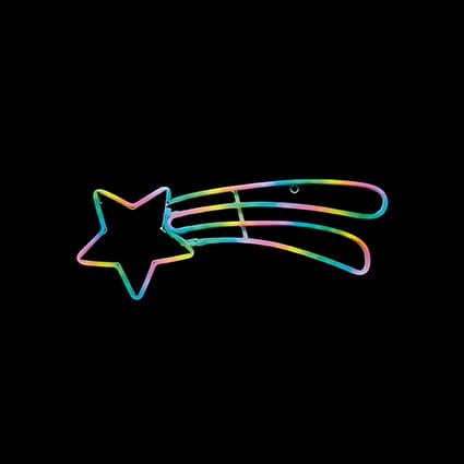 Premier Christmas Lit Neon Signs USB Lit Neon Hanging Shooting Star with Colour Changing LEDs – 60cm