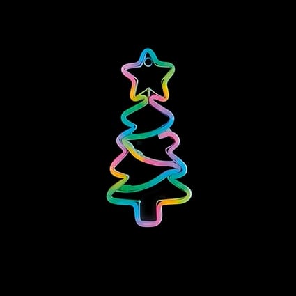 Premier Christmas Lit Neon Signs USB Lit Neon Hanging Tree with Star and Colour Changing LEDs – 30cm