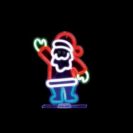 Premier Christmas Lit Neon Signs USB Lit Waving Santa Neon Hanging Sign – 33cm