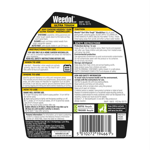 Weedol Weed Control Weedol Ultra Tough Weedkiller 1L Ready To Use
