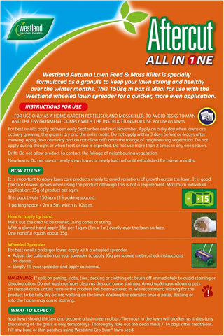 Westland Horticulture Autumn Lawn Care Westland Aftercut Autumn Lawn Feed & Moss Killer 2.8kg, 80m²