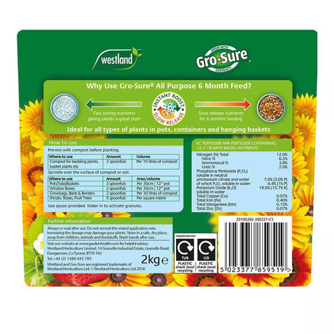 Westland Horticulture Garden Plant Feeds Westland Gro-Sure All-Purpose Slow Release Plant Food 2kg