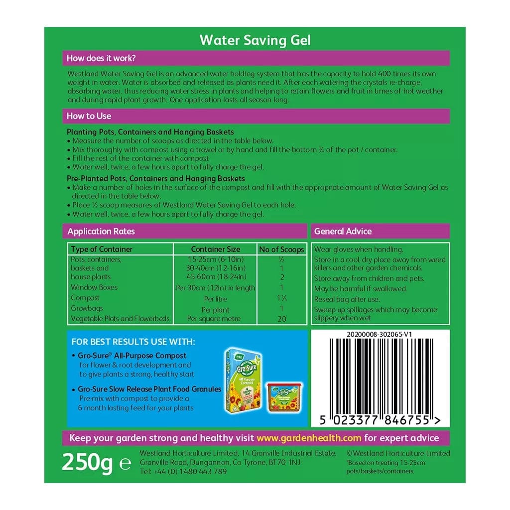 Westland Water Saving Gel 250g 20200008 Trowell Garden Centre