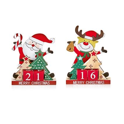 Premier Christmas Countdown Wooden Christmas Character Countdown – 16cm (Santa & Reindeer Assorted)