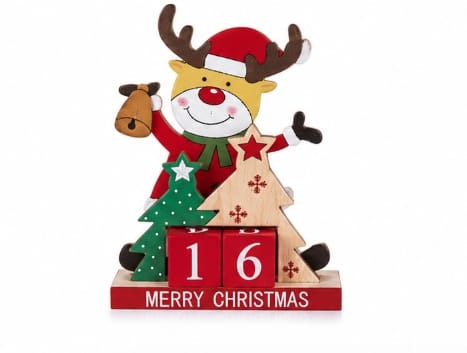 Premier Christmas Countdown Wooden Christmas Character Countdown – 16cm (Santa & Reindeer Assorted)