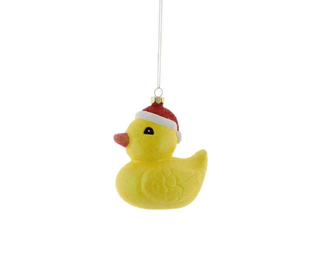 Festive Glass Hanging Christmas Decoration Yellow Duck Hanging Decoration – 9cm