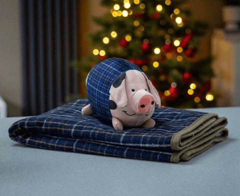 Zoon Dog Toys Zoon Pig in Blanket Dog Toy and Comforter Navy