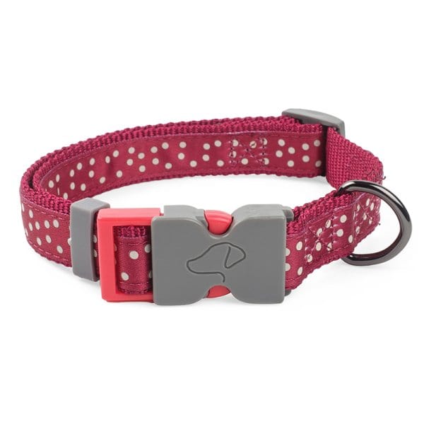 Zoon Dog Collars & Leads Zoon WalkAbout Dog Collar Burgundy Polka Small