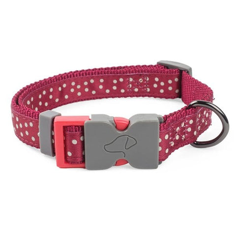 Zoon Dog Collars & Leads Zoon WalkAbout Dog Collar Burgundy Polka Small