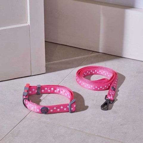 Zoon Dog Collars & Leads Zoon WalkAbout Dog Collar Starry Pink Small