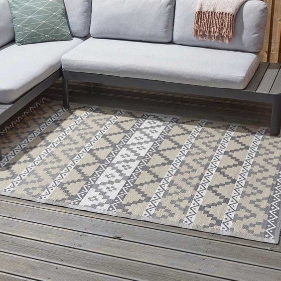 Trowell Garden Centre Alfresco Mats - Aztec - Slate and Mocha, 150cm x 210cm
