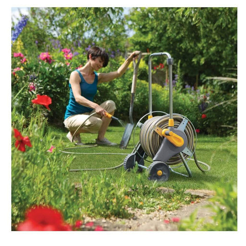 Hozelock Hose Reels & Pipes Assembled Premium Metal Cart with hose
