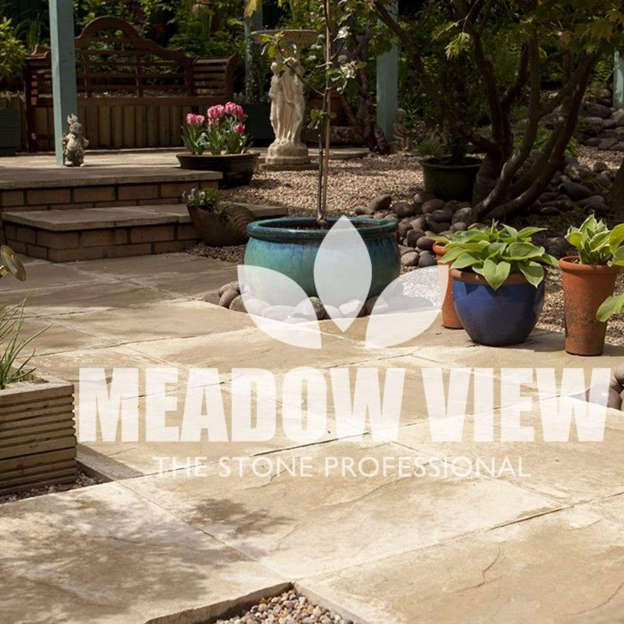 Stowell Riven Buff Essential Riven Buff Paving Slab 450 x 450mm – Trowell Garden Centre