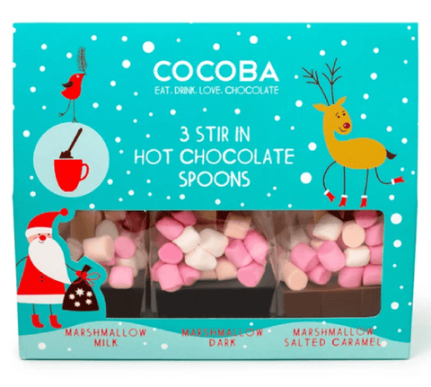 Cotswold Fayre Food Gift Set Cocoba Christmas Marshmallow Hot Chocolate Spoons 3pc