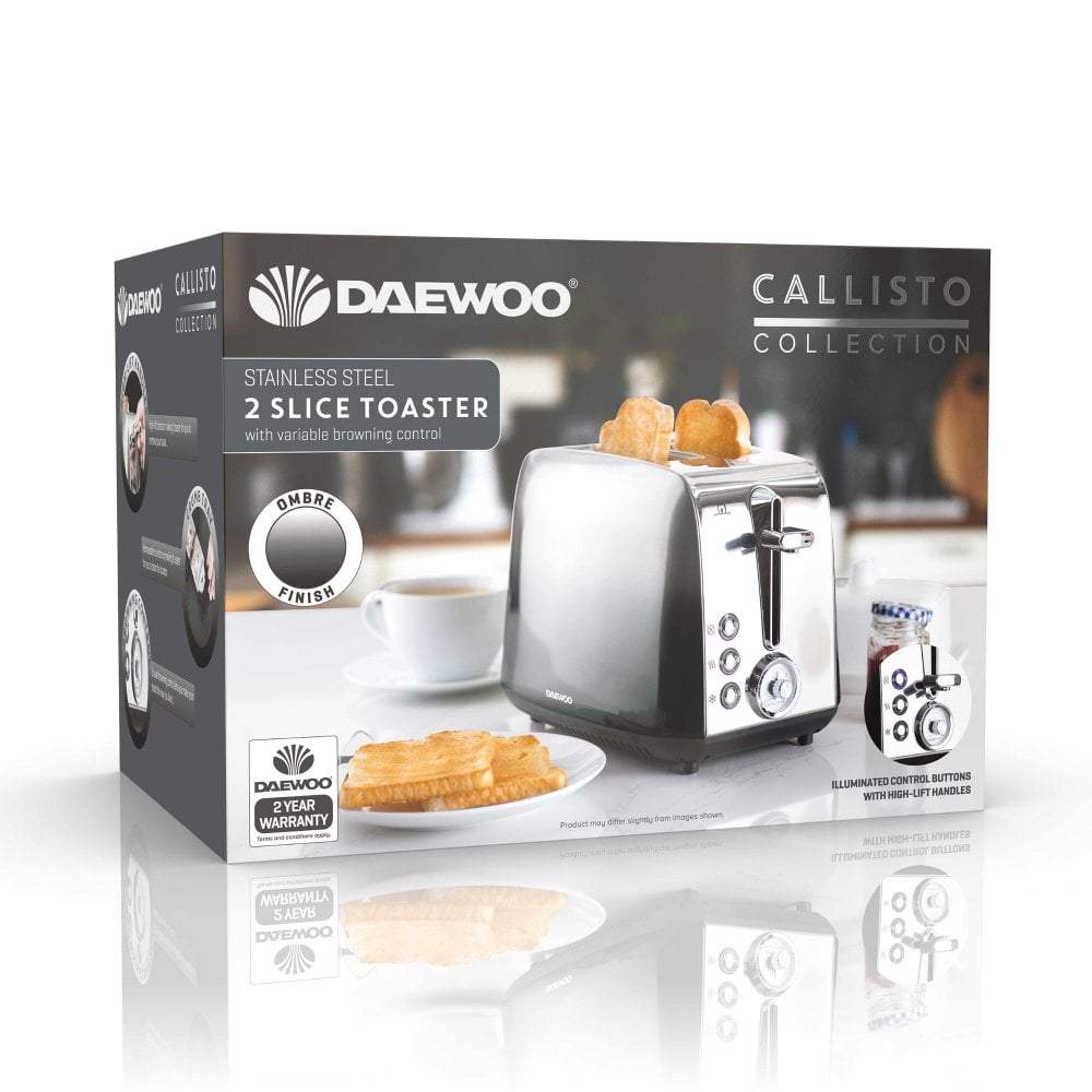 Daewoo Toaster Daewoo Callisto 2 Slice Toaster Black Fade